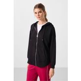 TOMMY LIFE Siyah Yumuşak Dokulu Kapüşonlu Oversize Kadın Tunik Sweatshirt - 97302