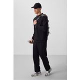 TOMMY LIFE Siyah Yüzeyi Dokulu Oversize Erkek Eşofman Takım - 85275