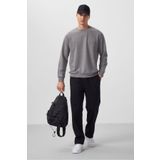 TOMMY LIFE Siyah Yüzeyi Dokulu Standart Fit Palazzo Erkek Pantolon - 82171