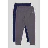 TOMMY LIFE Slim Fit 2li Paket İndigo-Koyu Gri Büyük Beden kadın Tayt - 94650