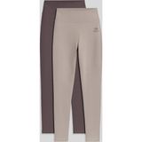 TOMMY LIFE Slim Fit 2li Paket Kahverengi-Koyu Bej Kadın Kapri Tayt - 94011