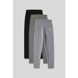 TOMMY LIFE Slim Fit 3lü Paket Siyah-Çağla-Gri Melanj Kadın Kapri Tayt - 93097