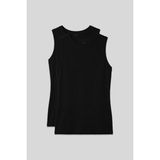 TOMMY LIFE Slim Fit Basic O Yaka 2li Paket Siyah Kadın Atlet - 97313