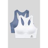 TOMMY LIFE Slim Fit U Yaka 2li Paket Petrol-Beyaz Kadın Spor Büstiyer - 97120