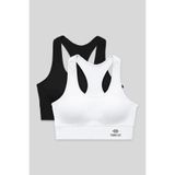 TOMMY LIFE Slim Fit U Yaka 2li Paket Siyah-Beyaz Kadın Spor Büstiyer - 97120