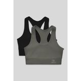 TOMMY LIFE Slim Fit U Yaka 2li Paket Siyah-Çağla Kadın Spor Büstiyer - 97120