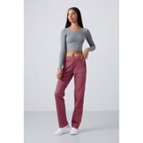 Tommy Life Soft Vişne Fermuar Cepli Rahat Form Klasik Paça Kadın Eşofman Alt - 94195