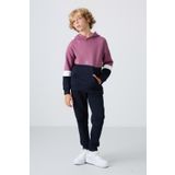 TOMMY LIFE Soft Vişne-Lacivert Pamuklu Kalın İçi Tüylü Standart Fit Nakışlı Erkek Çocuk Eşofman Takım - 11255