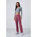 Tommy Life Soft Vişne Yüksek Bel Cepli Rahat Form Klasik Paça Kadın Eşofman Alt - 94584 - 2XL