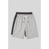 TOMMY LIFE Standart Fit 2li Paket Koyu Gri-Taş Erkek Şort - 81314