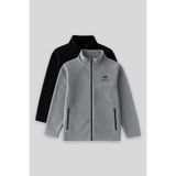 TOMMY LIFE Standart Fit 2li Paket Siyah-Gri Melanj Erkek Çocuk Polar Sweatshirt - 11223