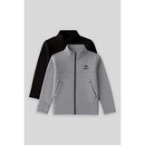 TOMMY LIFE Standart Fit 2li Paket Siyah-Gri Melanj Erkek Çocuk Sweatshirt - 11245