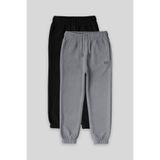 TOMMY LIFE Standart Fit 2li Paket Siyah-Gri Melanj Kız Çocuk Eşofman Alt - 75155