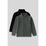 TOMMY LIFE Standart Fit 2li Paket Siyah-Haki Erkek Çocuk Polar Sweatshirt - 11223