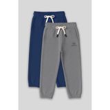 TOMMY LIFE Standart Fit Basic 2li Paket Parlament-Gri Melanj Erkek Çocuk Eşofman Alt - 11225