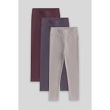 TOMMY LIFE Standart Fit Basic 3lü Paket Eflatun-Koyu Bej-Kahverengi Kız Çocuk Tayt - 75047
