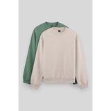 TOMMY LIFE Standart Fit Basic O Yaka 2li Paket Bej-Çağla Erkek Sweatshirt - 88053