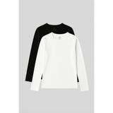 TOMMY LIFE Standart Fit Basic O Yaka 2li Paket Siyah-Beyaz Kadın T-Shirt - 97312