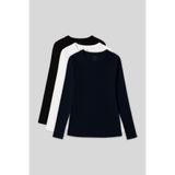 TOMMY LIFE Standart Fit Basic O Yaka 3lü Paket Siyah-Beyaz-Lacivert Kadın T-Shirt - 97312