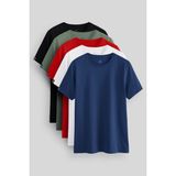 Tommy Life Standart Fit Basic O Yaka 5li Paket Erkek T-Shirt - 87911 - Renkli