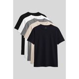 Tommy Life Standart Fit Basic O Yaka 5li Paket Kadın T-Shirt - 97311 - Renkli - 2XL