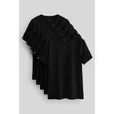 TOMMY LIFE Standart Fit Basic O Yaka 5li Paket Siyah Erkek T-Shirt 87911