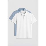 TOMMY LIFE Standart Fit Basic Polo Yaka 2li Paket Beyaz-Buz Mavi Erkek T-Shirt - 87748