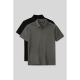 TOMMY LIFE Standart Fit Basic Polo Yaka 2li Paket Siyah-Çağla Erkek T-Shirt - 87748