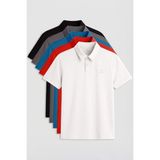 Tommy Life Standart Fit Basic Polo Yaka 5li Paket Erkek T-Shirt - 87748 - Renkli