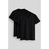 TOMMY LIFE Standart Fit Basic V Yaka 3lü Paket Siyah Erkek T-Shirt 87912