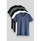 Tommy Life Standart Fit Basic V Yaka 5li Paket Erkek T-Shirt - 87912 - Renkli