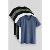 TOMMY LIFE Standart Fit Basic V Yaka 5li Paket Erkek T-Shirt - 87912