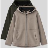 TOMMY LIFE Standart Fit Kapüşonlu 2li Paket Haki-Koyu Bej Kız Çocuk Sweatshirt - 75152
