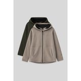 Tommy Life Standart Fit Kapüşonlu 2li Paket Haki-Koyu Bej Polar Kız Çocuk Sweatshirt - 75152 - Haki - Koyu Bej - 9 - 10 Yaş