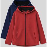 TOMMY LIFE Standart Fit Kapüşonlu 2li Paket İndigo-Fiesta Kız Çocuk Sweatshirt - 75152