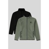 TOMMY LIFE Standart Kalıp Dik Yaka 2li Paket Siyah-Çağla Erkek Polar Sweatshirt - 87992