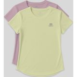 TOMMY LIFE Standart Kalıp O Yaka 2li Paket Gül Kurusu-Limon Kadın T-Shirt - 97144
