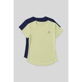 TOMMY LIFE Standart Kalıp O Yaka 2li Paket İndigo-Limon Kadın T-Shirt - 97144