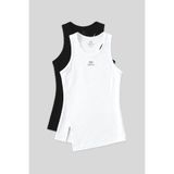 TOMMY LIFE Standart Kalıp O Yaka 2li Paket Siyah-Beyaz Kadın Spor Atlet - 97256