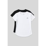 TOMMY LIFE Standart Kalıp O Yaka 2li Paket Siyah-Beyaz Kadın T-Shirt - 97144