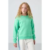 Tommy Life Su Yeşil Pamuklu İçi Tüylü Yumuşak Dokulu Oversize Nakışlı Kız Çocuk Sweatshirt - 75150 - Su Yeşili - 7 - 8 Yaş