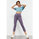Tommy Life T10BY-93097_01 Eflatun Kadın Yüksek Bel Slim Fit Dar Paça Kapri Tayt