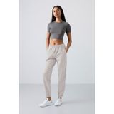 Tommy Life Taş Cepli Yüksek Bel Rahat Form Lastik Paça Kadın Eşofman Alt - 94583 - XS