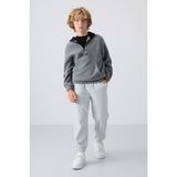 Tommy Life Taş Kalın Yumuşak Dokulu Standart Fit Nakışlı Polar Erkek Çocuk Eşofman Alt - 11220 - 8 - 9 Yaş