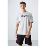 Tommy Life Taş Pamuklu Kalın Yumuşak Dokulu Oversize Fit Baskılı Erkek T-Shirt - 88331 - XL