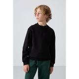 TOMMY LIFE TOMMYLIFE Siyah Pamuklu Kalın İçi Tüylü Yumuşak Dokulu Standart Fit Nakışlı Erkek Çocuk Sweatshirt, T16EG-11232