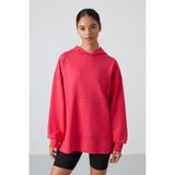 TOMMY LIFE Viva Kırmızı Balon Kol Yazı Nakışlı Kadın Rahat Form Tunik Sweatshirt - 97163