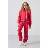 Tommy Life Viva Kırmızı Pamuklu İçi Tüylü Yumuşak Dokulu Oversize Baskılı Kız Çocuk Eşofman Takım - 75147