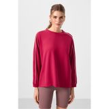 TOMMY LIFE Viva Kırmızı Yumuşak Dokulu O Yaka Oversize Kadın Tunik Sweatshirt - 97303