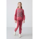 Tommy Life Yaban Gülü Pamuklu İçi Tüylü Yumuşak Dokulu Standart Fit Baskılı Kız Çocuk Eşofman Takım - 75170